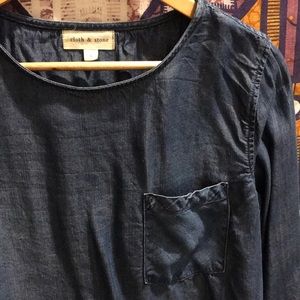 cloth & stone long sleeve jean open back blouse
